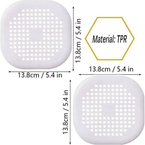 Filtre De Drain - Silicone - Pour Baignoire Et Evier - 13,8 X 13,8 Cm - 2 Pièces (1/5)