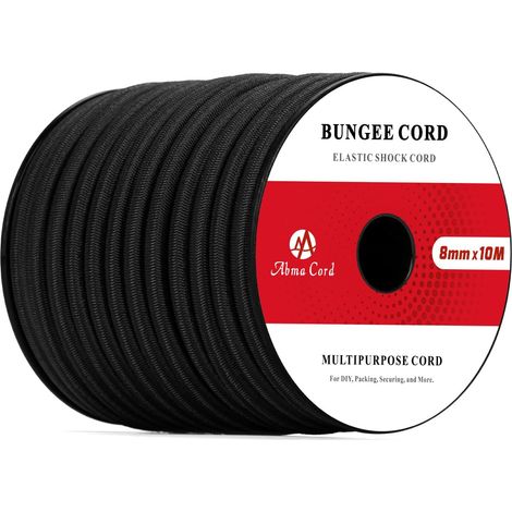 Cord Tendeur Élastique 8mm 10M Corde Elastique Corde en Caoutchouc - Noir (1/5)