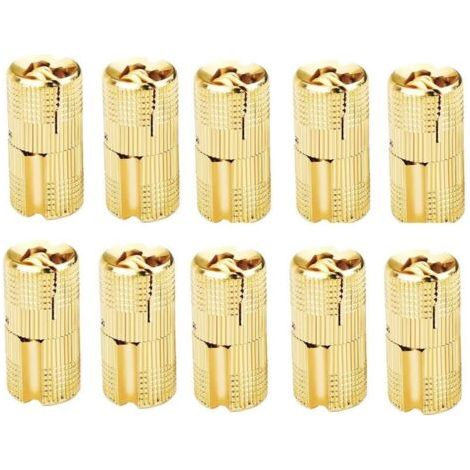 Set di 10 cerniere cilindriche invisibili in ottone a scomparsa per porte in legno, armadi, roulotte, 10 mm
