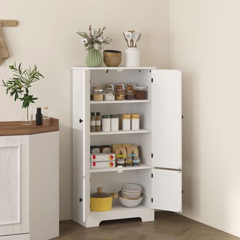Buffet cuisine 4 portes 2 placards étagère réglable - Dimensions: 58,2x30x123 cm - Couleur: Blanc