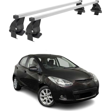 OMAC Dachträger Querträger Stahl für Mazda2 mk2 2007-2009 Pre-FL – Abschließbar – City-Crash-getestet – DIN 75302:2019 – ISO/PAS 11154:2006 – Max. 50 kg Silber (1/5)