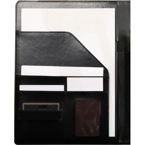 Beyamis Organiseur de dossiers professionnel en cuir PU avec porte-cartes et porte-documents, fournitures de bureau, noir (1/5)