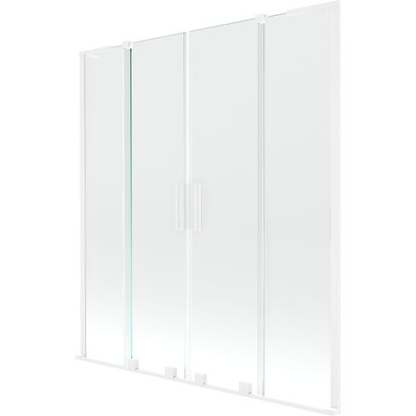 Mexen Velar L Duo paroi de baignoire coulissante à 2 panneaux 150 x 150 cm, transparent, blanc - 896-150-003-02-20 (1/2)
