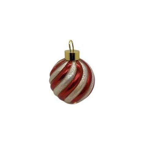Sfera a strisce rosse e perla con luci D18 x H25 cm Mercury