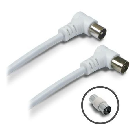 Cavo TV 9,52mm a gomito mas/fem + adattatore mas/mas 5 m - bianco