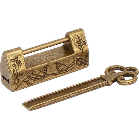 Schmuckschatulle Schublade Zinklegierung Retro-Stil geschnitzte Vogel Blumenblatt Chinese Lock w (1/2)