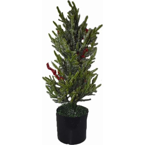 Albero con bacche rosse innevato palline decorazioni di natale addobbi natalizi pianta artificiale per casa ornamento negozi (1/5)