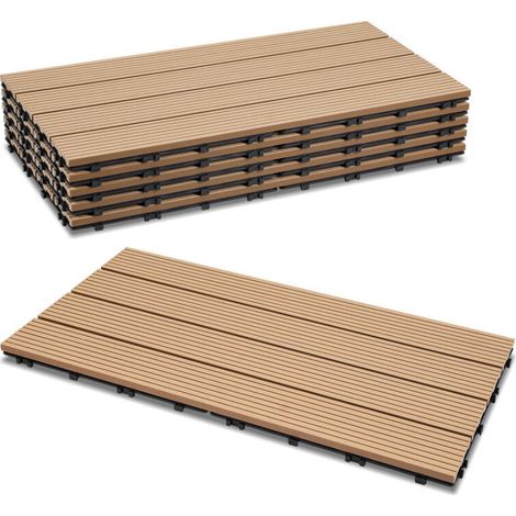SWANEW Lastra per terrazza Piastrelle in legno per giardino, Piastrelle per terrazza 30x60 cm, Impermeabile, Sistema a clic Beige 30pz
