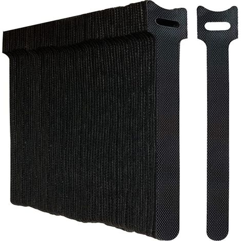 Lot de 100 Noir Attaches de Câble Sangle Réutilisable Scratch Serre Câble Bande avec Crochet et Boucle pour la Gestion des Câbles Organisation (1/5)