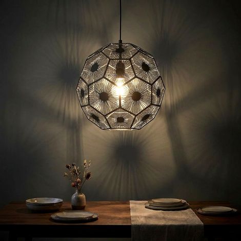 Hängeleuchte Pendelleuchte Wohnzimmerlampe Fest verdrahtet Schwarz Stahl H 150cm (1/5)