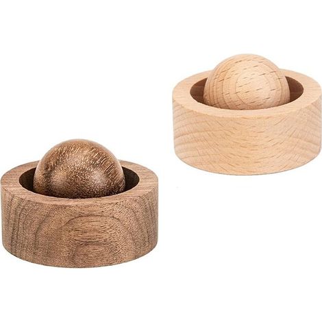 Boules de diffusion d'huiles essentielles en bois naturel : 2 ornements d'aromathérapie en bois fabriqués à la main, diffuseurs réutilisables et portables (1/5)