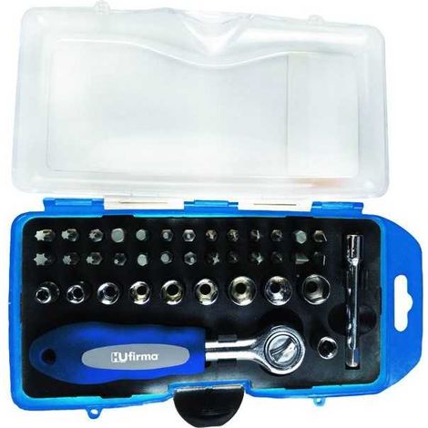 Insertos/llaves de vaso de 1/4" Hu-Firma cromo vanadio / S2 set de 38 piezas
