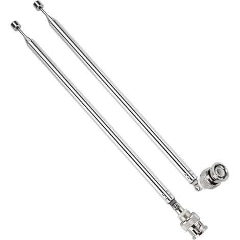 2 Pièces 100cm 7 Sections Antenne Télescopique, Antenne Télescopique Portable FM, Antennes Radio FM Télescopiques Portables, avec Connecteur BNC, pour TV Dab AM/FM Réception Stéréo