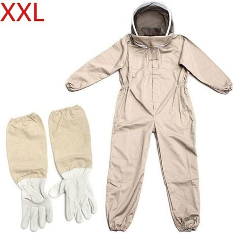 Beekeeping Suit - Beekeeping Clothing - Full Protection - Beginner Gloves - Brown - Size XXL (1/4)