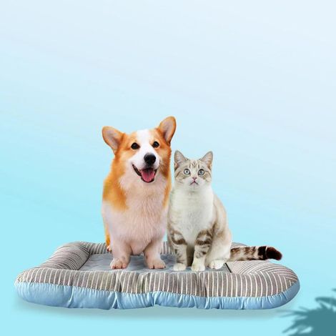 Tapis rafraîchissant autonettoyant pour chiens et chats - Sans électricité, idéal pour les niches, respirant et portable à la maison et en voyage, bleu.