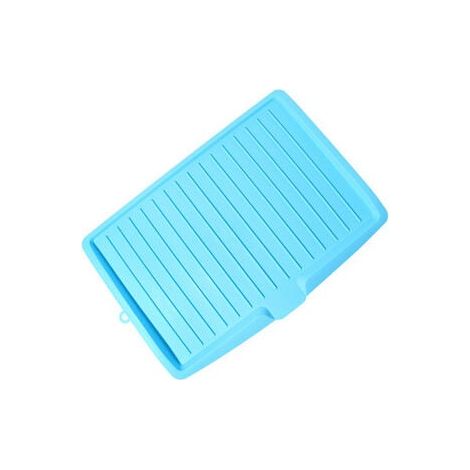Premium Dish Drainer, Plastic Dish Drainer, Draining Mat, Side Drainer for Sink, Slanted Drip Tray for Pots, Blue, YMYNY (1/4)