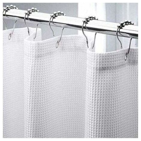 Waffle Shower Curtain 180 x 210 cm Long, Heavy Duty Fabric Shower Curtain with Waffle Weave, Hotel Quality Bathroom Shower Curtains-