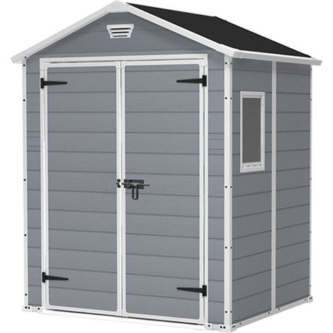 KETER Caseta de Jardín MANOR 6x5 cobertizo de almacenamiento EXTERIOR ordenación acero metal madera resina 185x152x226 WxDxH cm (1/5)