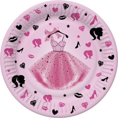 Piatti rosa da principessa, 18 cm, 8 pezzi.
