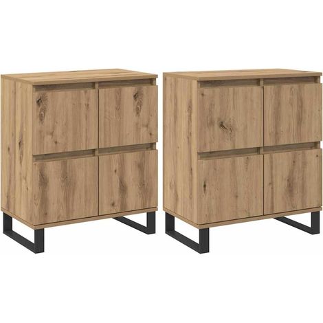 2 pcs Buffet,Bahut,Meuble de Rangements chêne artisanal 120 x 35 x 70 cm CFW75907 (1/5)