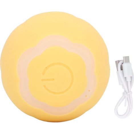 Balle interactive intelligente pour chat, rotation automatique à 360°, mouvement USB rechargeable avec LED lumineuses jaune (1/5)