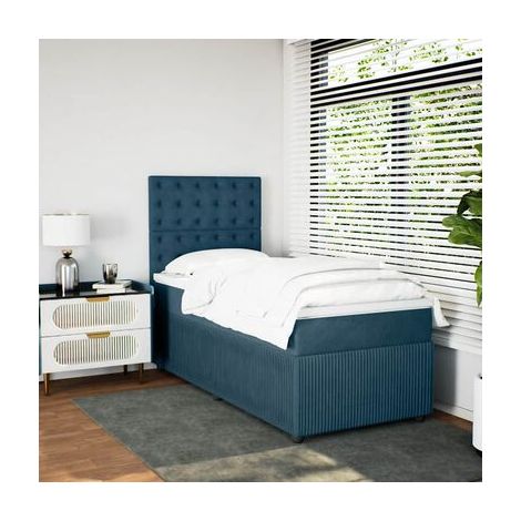 Sommier de style Snowco et matelas en velours bleu de 80 × 200 cm, velours doux et confortable, pour chambre, décor moderne, facile à assembler (1/5)