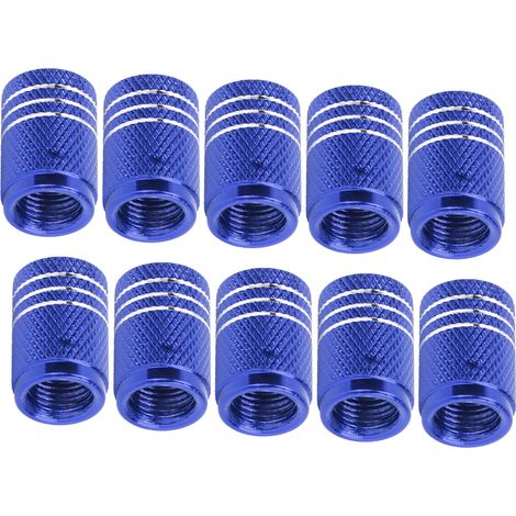 Lot de 10 bouchons de valve de pneu universels à motif tête de mort pour voitures, SUV, vélos, camions et motos (bleu). (1/5)