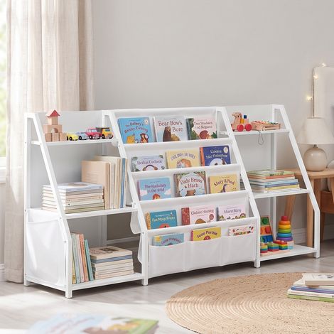 Meuble de Rangement pour Enfant Bibliothèque et Étagère à Jouets 148 x 30 x 75 cm Blanc (1/5)