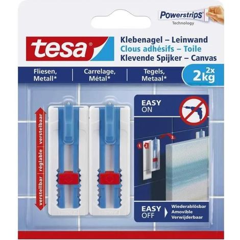 Tesa Clavo adhesivo negro para fijación interior ajustable