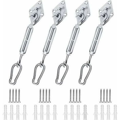44 pièces Kit de Fixation Voile d'ombrage. Kit de Fixation pour Voile de Jardin pour Voile D'ombrage en Acier Inoxydable 304 pour Triangle Carré Rectangle et Triangulaires (1/5)