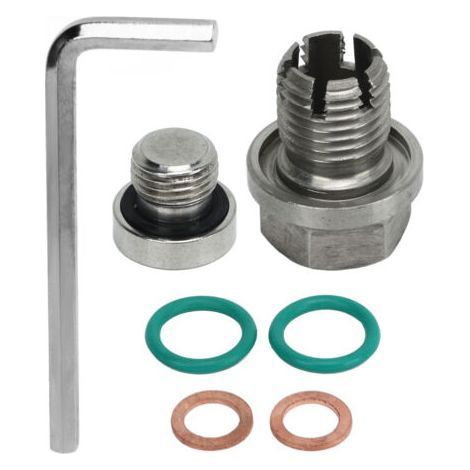 QORVA-Bouchon de vidange surdimensionné en acier inoxydable, kit de réparation de filetage de carter d'huile autotaraudeur avec clé hexagonale, joint torique M12.1-1.5x15mm