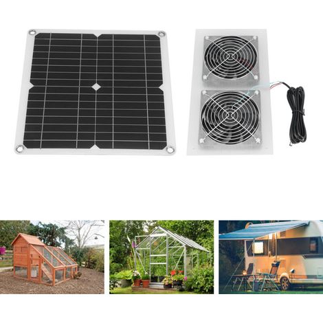 25W IPX65 Doppel-Solarpanel-Lüfter – Leises Solar-Belüftungsset für Hühnerställe, Gewächshäuser und Schuppen