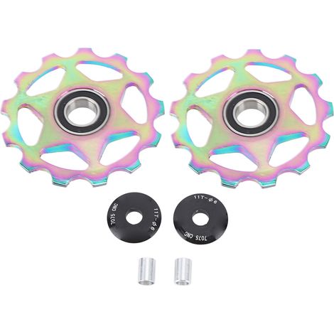 2PCS Poulie Alliage d'Aluminium 11 Vitesses pour Dérailleur Arrière Motif Huile Lustrée Pièces Vélo (1/5)