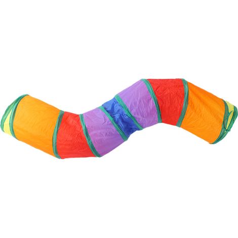 S-shaped collapsible cat tunnel, interactive training, rainbow-colored tube, pet toy (1/4)