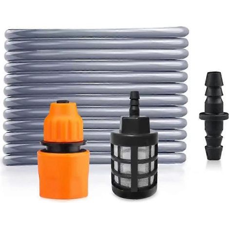 Tuyau d'arrosage et raccords rapides en plastique, diamètre intérieur 8 mm, tuyau d'arrosage durable de 20 m avec raccords. (1/5)