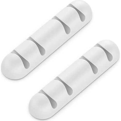 2x Supports de Câbles Clips de Câbles Chacun pour 4 Câbles Gestion des Câbles Organisateur pour la Maison Bureau Bande Adhésive Robuste Blanc
