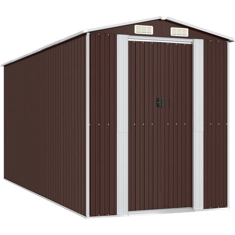 Casetta da giardino Casetta per cabine Casetta per riporre gli oggetti Casetta per esterni Capanno per attrezzi Robusto Scuro 192 x 440 x 223 cm Marrone Acciaio zincato 020022320