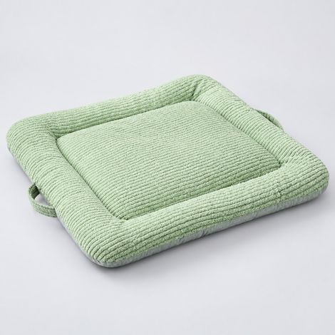 Enowelir Lit pour animaux Tissu velours côtelé Poignées transport Vert matcha 40x30 cm Intérieur maison (1/4)