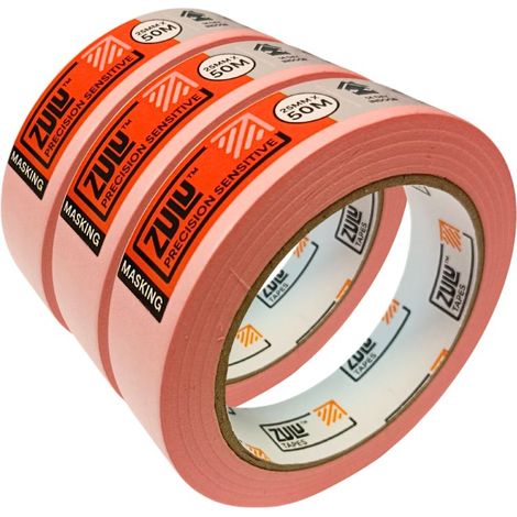 Zulu Precision Sensitive Indoor Pink Painters Masking Tape - 25mm x 50m (14 days), 3 Pack
