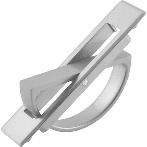 Poignée de porte Tatami - En acier inoxydable - Avec couvercle rotatif - Pour tiroirs et portes coulissantes argenté (1/4)
