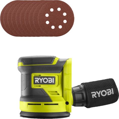 Confezione RYOBI - Levigatrice eccentrica RROS18-0 - 18V OnePlus - Senza batteria e caricabatterie - 10 fogli abrasivi -