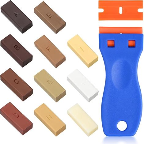 Set of 11 Hard Wax Repair Kit, Furniture Repair Wax for Wood/Tile/Parquet/Laminate/Vinyl/Linoleum, Wax Sealant for Scratches and Holes All Wood Furniture, Floor (1/5)
