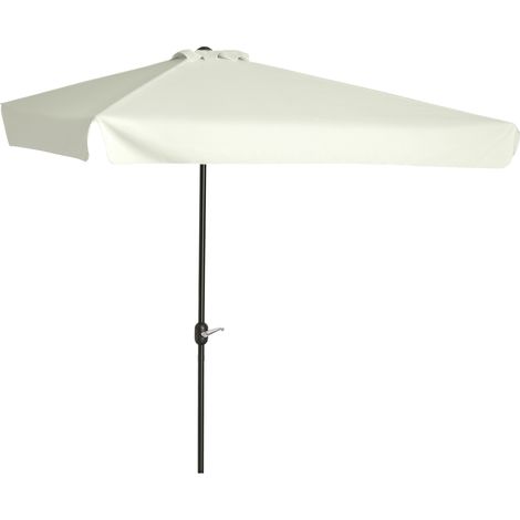 Halbbalkon-Sonnenschirm mit 5 Metallabstandshaltern, inklusive Kamin, 2,3 x 1,3 x 2,49 m, hochdichtes cremefarbenes Polyester