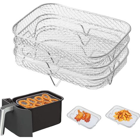 Air Fryer Rack, Air Fryer Rack 3 Stück stapelbar 8,27 Zoll runder rechteckiger Korb Edelstahl Grillrost Air Fryer Zubehör für BBQ, 8-qt Air Fryer Dörrrost Grillrost Air