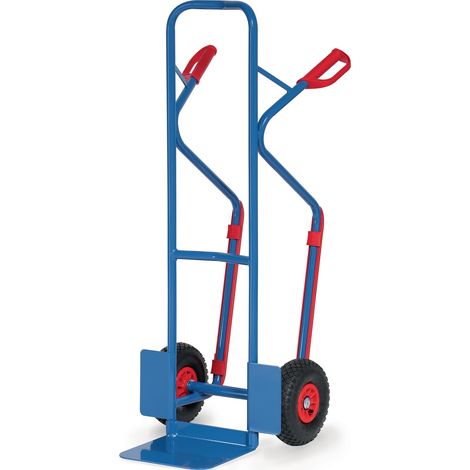 Carrello impilabile H.1300mm con pala L.250xP.320mm, pneumatici, portata 300kg, blu