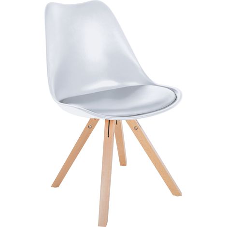Silla de salón Sofía en polipiel y plástico Blanco Natural (cuadrado) (1/5)
