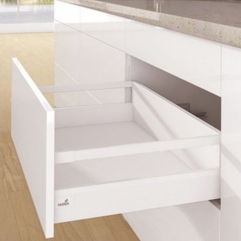 Kit complet tiroir ArciTech à casseroles avec tringles profil H94mm paroi arrière H186mm coloris blanc longueur 500mm - HETTICH FRANCE SCS