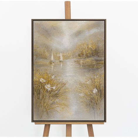Gemälde Wasserspiegel Rahmen Grau 70x50 cm (1/5)