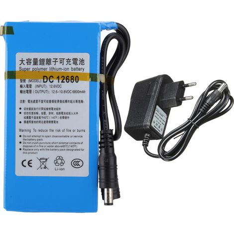 Batterie polymère lithium 6800mAh haute capacité avec interrupteur intégré - Chargeur 110-240V prise UE (1/5)