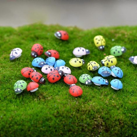 100 autocollants miniatures en forme de coccinelles pour décoration de jardin féerique à faire soi-même (1/4)